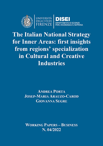 The Italian National Strategy for Inner Areas: first insights from regions’ specialization in Cultural and Creative Industries (Porta et al., 2022)